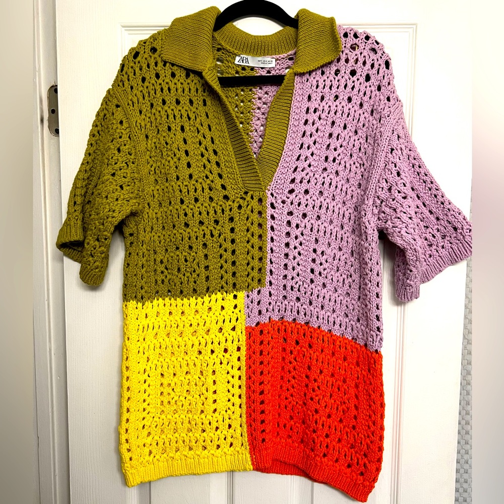 Zara Chunky Color Block Sweater